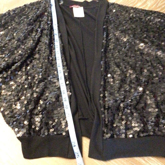 Sievercute Womens Black Sequin Dolman Sleeve Open Front Cardigan Size Small - Picture 7 of 7